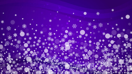 Xmas theme sales with ultra violet snowflakes. New Year backdrop. Snow border for flyer, gift card, invitation, business offer and ad. Christmas trendy background. Holiday frosty banner for xmas theme