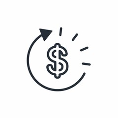 Change financial management. Vector linear icon isolated on white background.