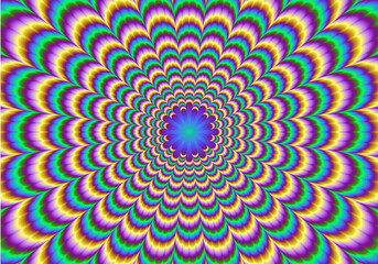 Obraz premium Pulsing colorful star. Optical illusion of movement.