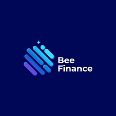 Vector Logo Illustration Bee Finance Gradient Colorful Style.