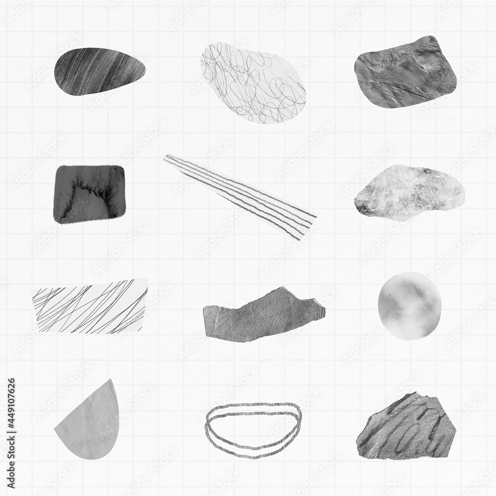 Poster scribble strokes and gray stone textures design element collection vector