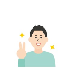 線のない若い男性のイラスト