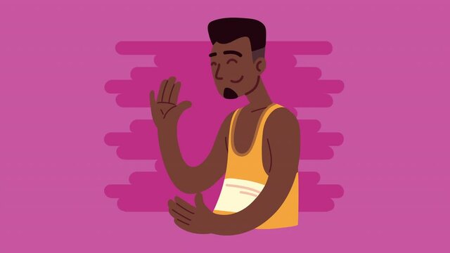 afro young man character animation
