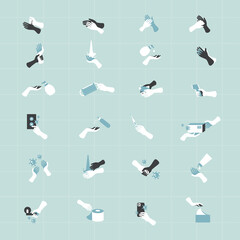 Coronavirus prevention and protection hand icon set vector