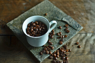 Roasted Coffee Bean In Cup