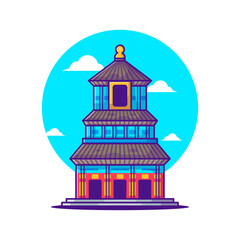 Illustrations of Temple of Heaven Chinese Tourism. World Tourism Day, Building and Landmark Icon Concept