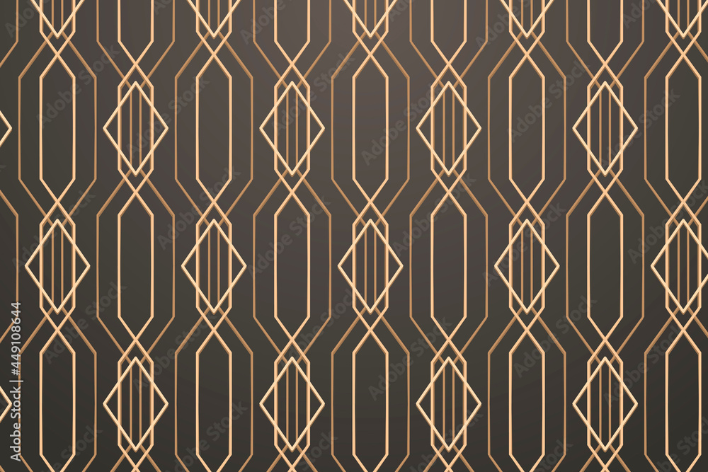 Poster seamless golden geometric pattern on a gray background vector