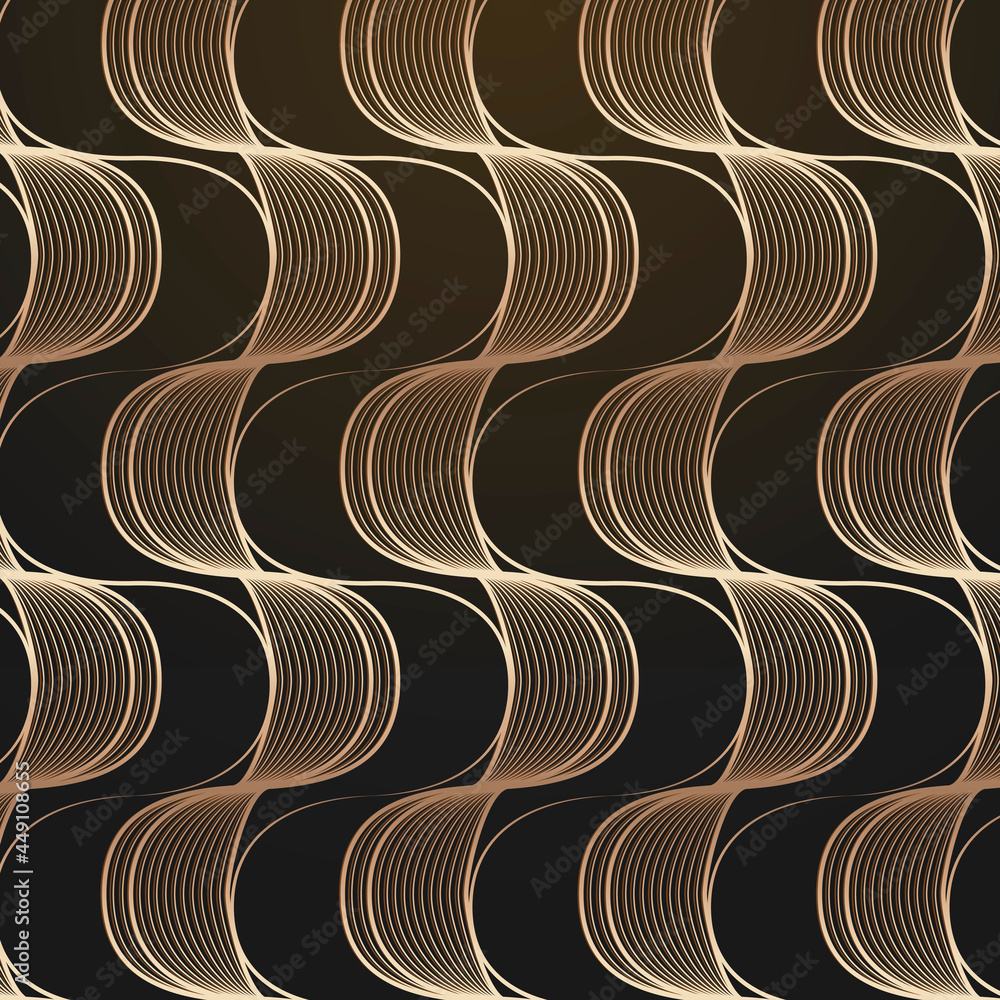 Poster seamless golden wave abstract patterned background design resource vector