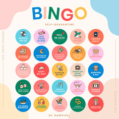 Self quarantine social media story bingo challenge vector