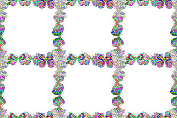 seamless raster pano with doodles on colorful background