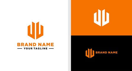 LETTER W MASK LOGO HEXAGON EDITABLE