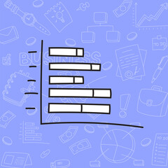 Business doodle icon. Hand drawn sketch. Coloring page. Vector illustration isolated on color background.