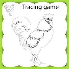 Tracing game for kids. Coloring page. Vector illustration isolated on white background.