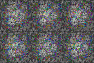 seamless raster pano with doodles on colorful background