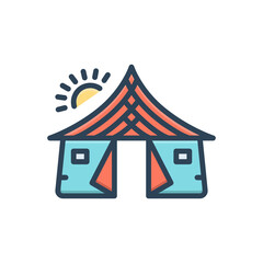 Color illustration icon for tent 