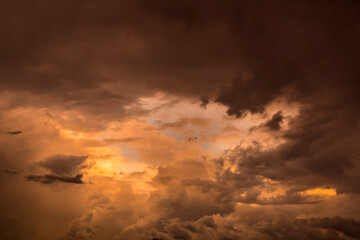 Fototapeta na wymiar Stormy clouds post sunset evening Dark Thunder