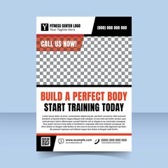 Build your perfect body fitness center flyer template design