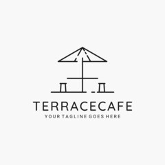 Fototapeta premium Terrace cafe line art minimalist logo vector illustration design