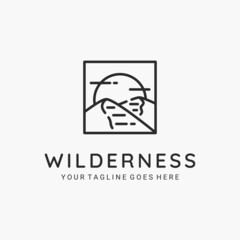 Wilderness line art minimalist logo vector illustration design. desert logo concept