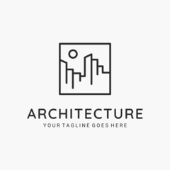Fototapeta premium Architecture line art minimalist logo vector illustration design