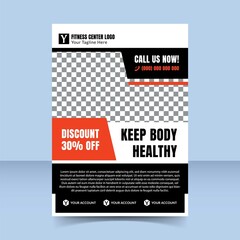 Flyer_075discount fitness center red flyer template design