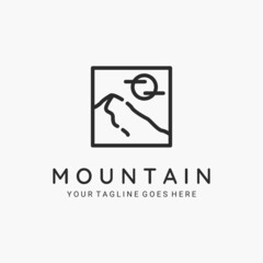Mountain line art minimalist logo vector illustration design