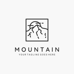 Mountain line art logo vector illustration design