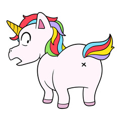 Cartoon Unicorn From the Back Vector Illustration