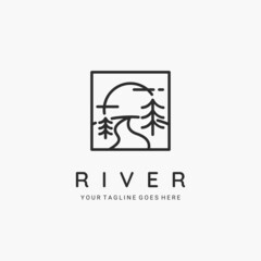 River line art minimalist logo vector illustration design