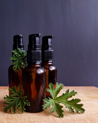 essential oil and rosemary