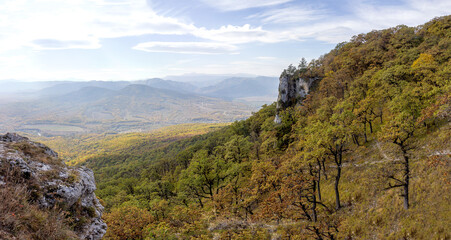 Autumn nature walks through the mountain canyon.