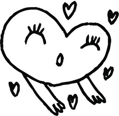 子供が描いたかわいいハート人間 