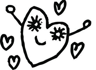 子供が描いたかわいいハート人間 