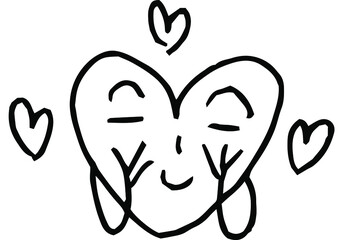 子供が描いたかわいいハート人間 