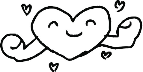 子供が描いたかわいいハート人間 