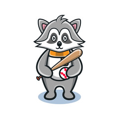 cute raccoon playing baseball