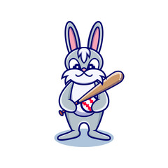 cute rabbit playing baseball