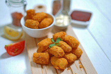 Fried fish nugget and sauce