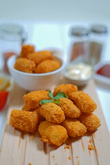 Fried fish nugget and sauce