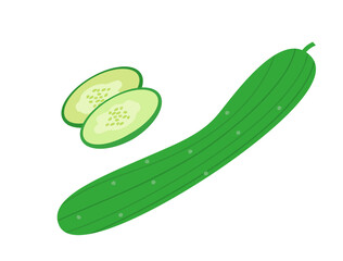 きゅうりと切ったきゅうりのイラスト