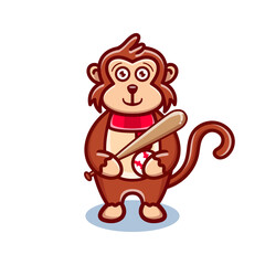 cute monkey playing baseball