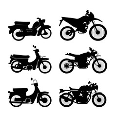 Obraz premium set of vintage and modern motorcycle silhouette , flat set.