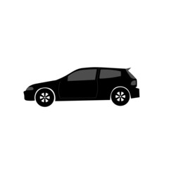 Art & Illustration silhouette, family car car flat on white background
