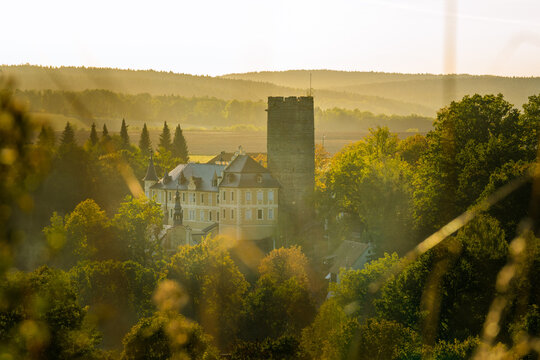 Hroznatov castle near Cheb in autumn evening light, Czech Republic