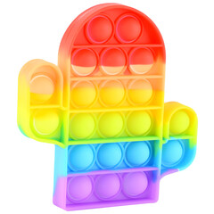 Fototapeta premium Pop it silicone rainbow anti-stress toy isolated on white background. Simple dimple, popular modern stress relief toys for adults and children. Fidget kid toy, Pop Bubble Fidget