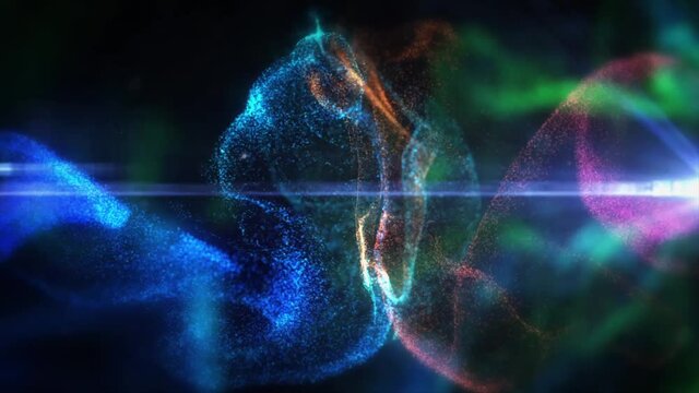 Colorful particles moving in slow motion and explode 4k footage with flares 3