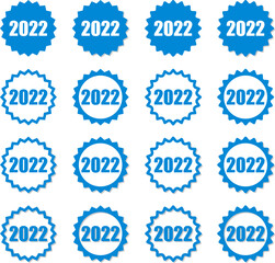 2022の数字が入った青色の歯車アイコン　ベクターセット