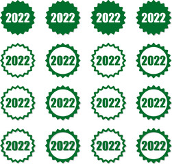 2022の数字が入った緑色の歯車アイコン　ベクターセット