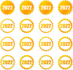 2022の数字が入ったオレンジ色グラデーションの歯車アイコン　ベクターセット