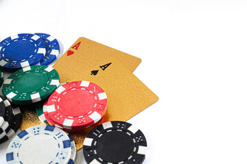 Las Vegas poker chips and cards